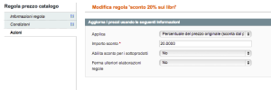 magento promozioni regole prezzo catalogo azioni