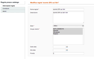 magento promozioni regole prezzo catalogo descrizione