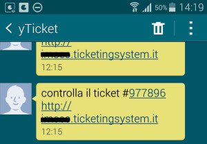 yticket sms avviso
